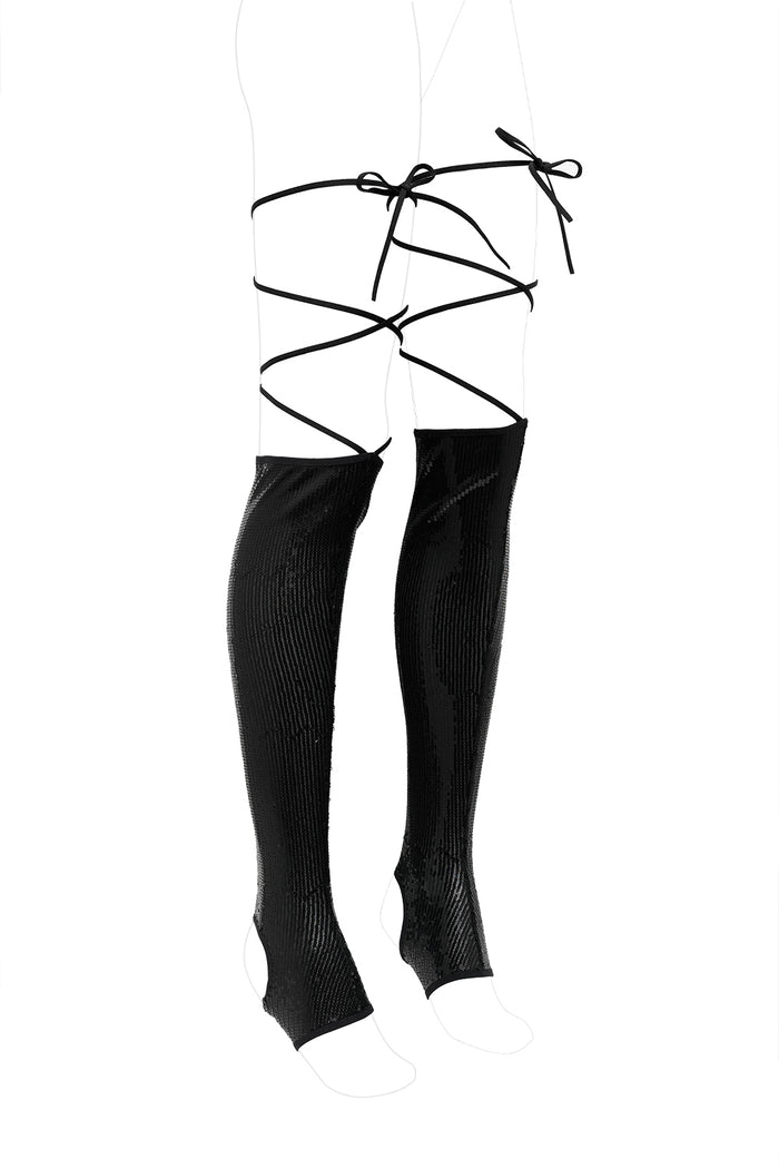 Alfa black sequin stockings