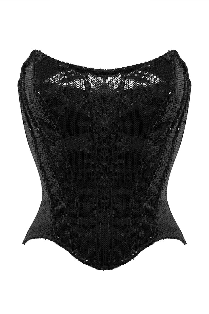 Alfa black sequinn corset