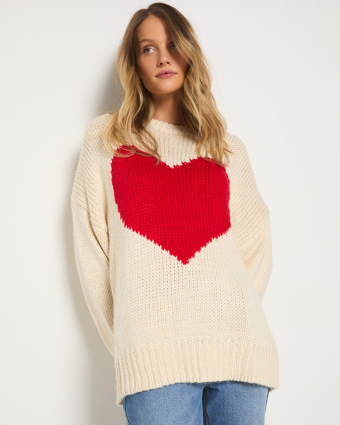 Birch $|& SEAS Amour Heart Crew Neck Sweater - SOF Front