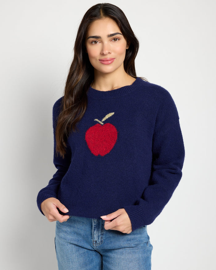 Navy/Red $|& Bobeau An Apple A Day Sweater - SOF Front