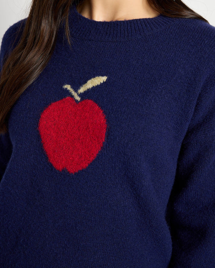 Navy/Red $|& Bobeau An Apple A Day Sweater - SOF Full Front