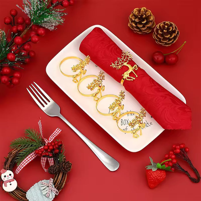 Anillos de Reno y Servilletas de Tela para Navidad de (paquete 6 pz)