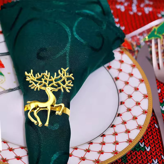 Anillos de Reno y Servilletas de Tela para Navidad de (paquete 6 pz)