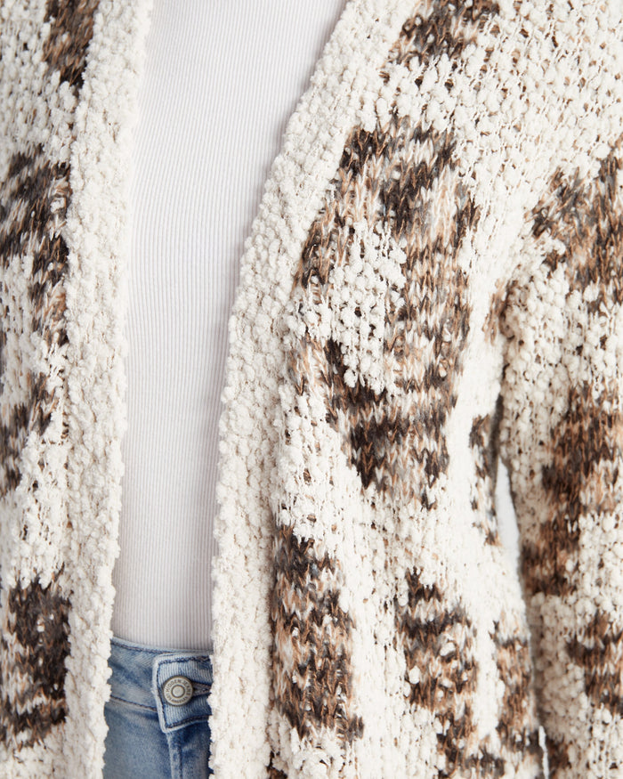 Oatmeal Leopard $|& B Collection by Bobeau Animal Popcorn Cardigan - SOF Detail