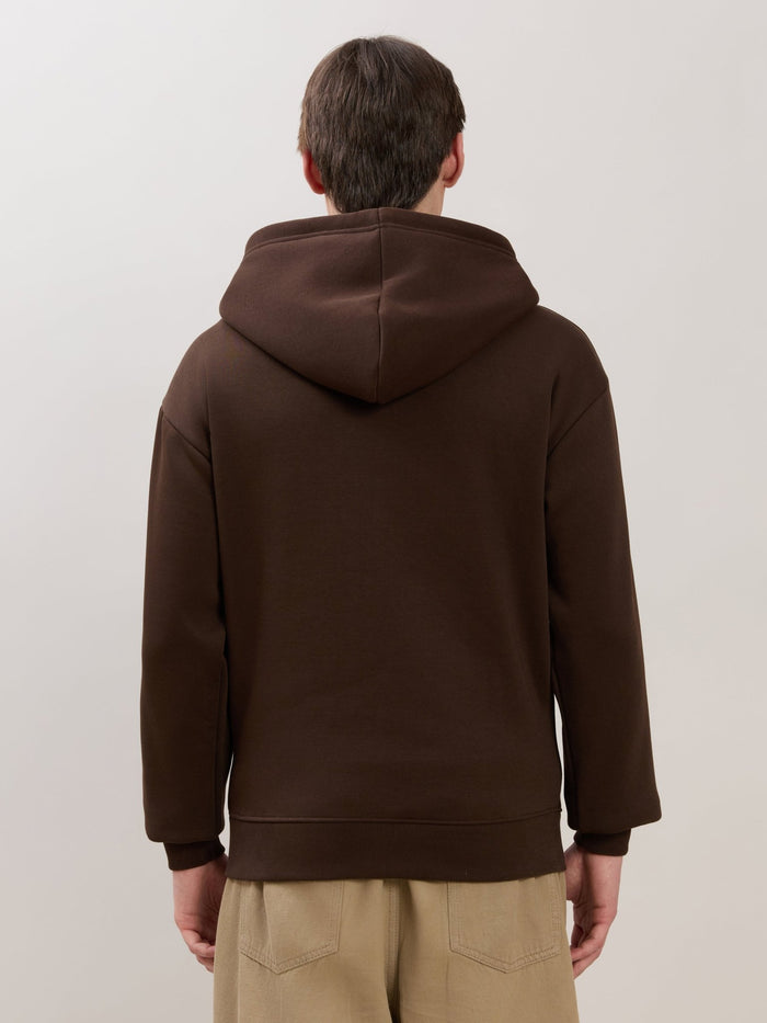 Apex - Relaxed Fit Printed Zipper Hoodies - Dark Brown