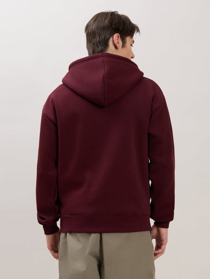 Apex - Relaxed Fit Printed Zipper Hoodies - Wine