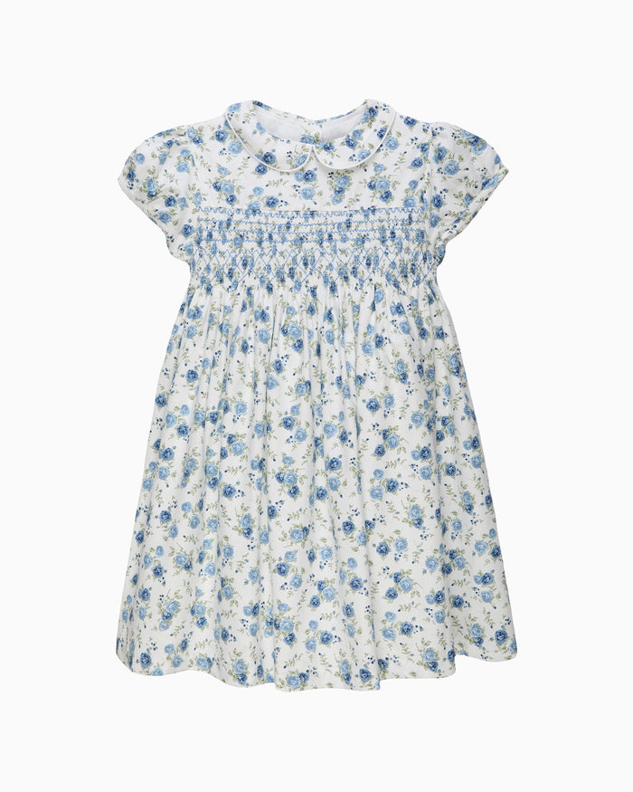 Confiture Dress Arabella Rose Floral Smocked Dress in Blue