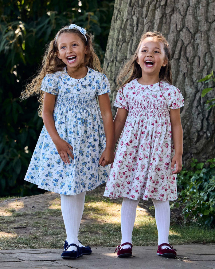 Confiture Dress Arabella Rose Floral Smocked Dress in Blue
