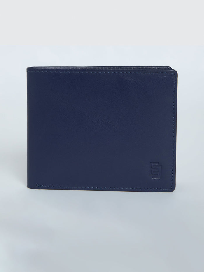 Arctic-1 - Bi-Fold Leather Wallet - Navy Blue