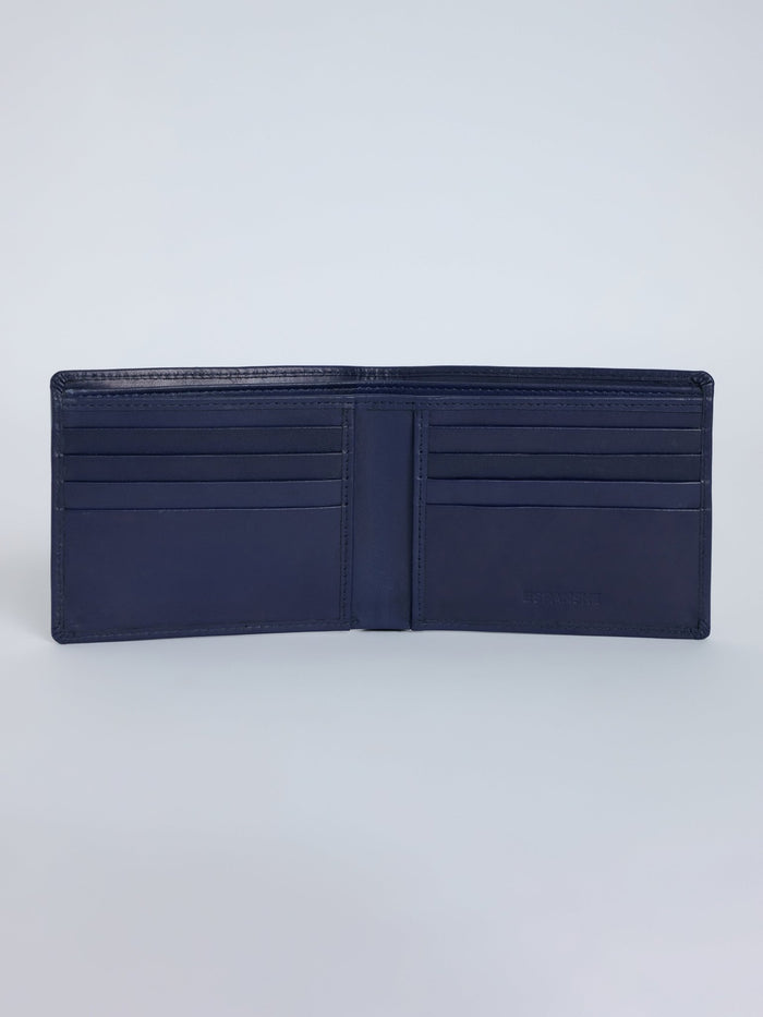 Arctic-1 - Bi-Fold Leather Wallet - Navy Blue