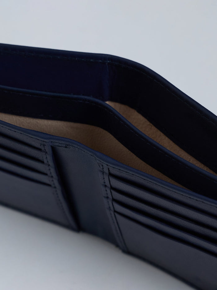 Arctic-1 - Bi-Fold Leather Wallet - Navy Blue