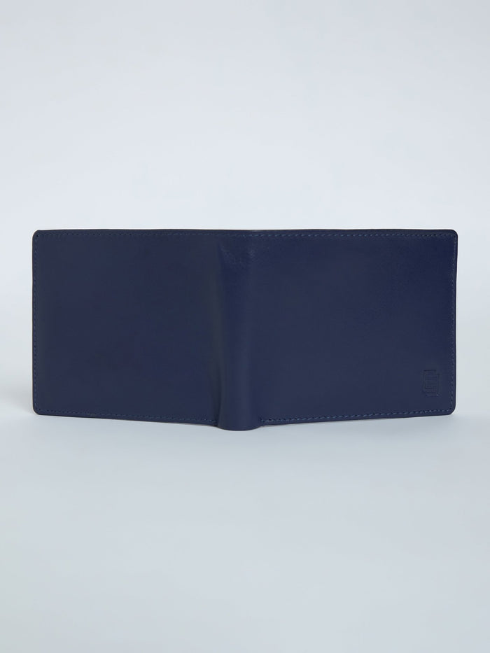 Arctic-1 - Bi-Fold Leather Wallet - Navy Blue