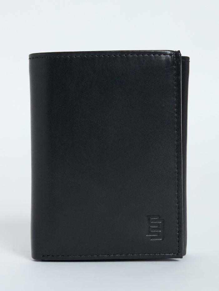 Arctic-10 - Leather Trifold Wallet - Black