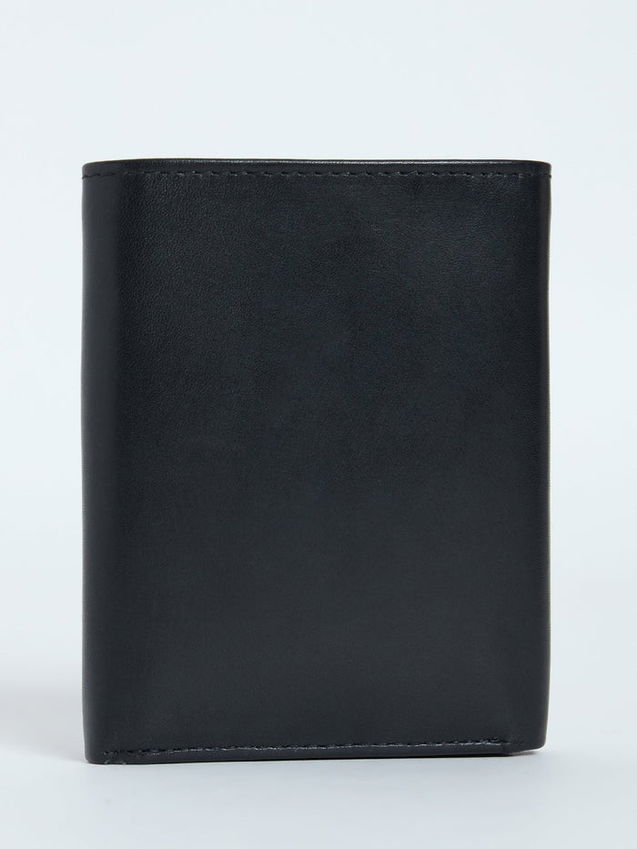 Arctic-10 - Leather Trifold Wallet - Black