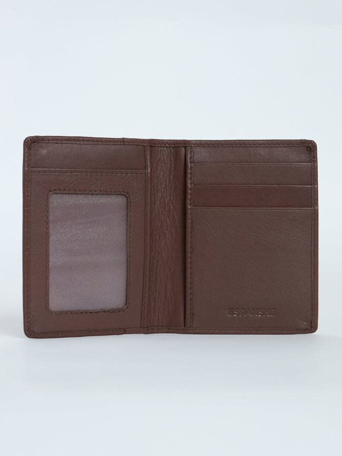 Card Holder Leather Wallet with ID Window - brown