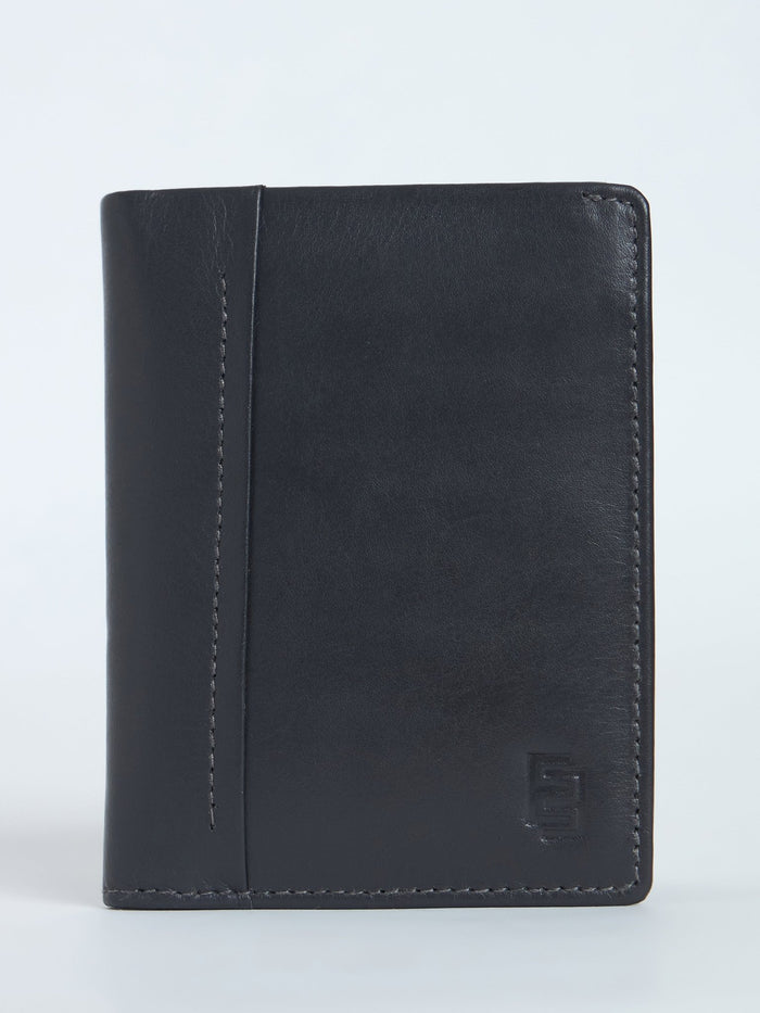 Men's Card Holder Leather Wallet with ID Window - Grey
