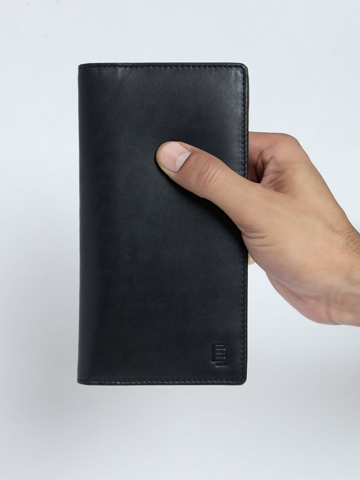 Men's Bi-Fold Leather Hand Wallet - Black