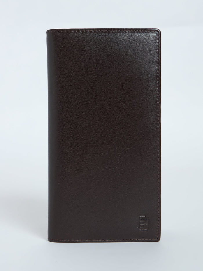 Men's Bi-Fold Leather Hand Wallet - Dark Brown