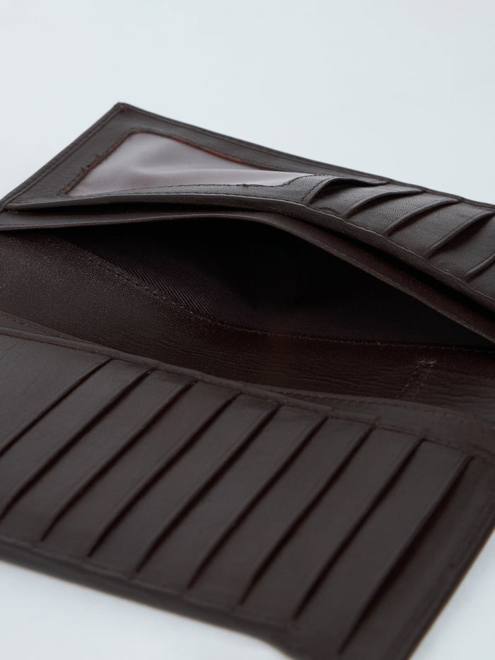 Men's Bi-Fold Leather Hand Wallet - Dark Brown