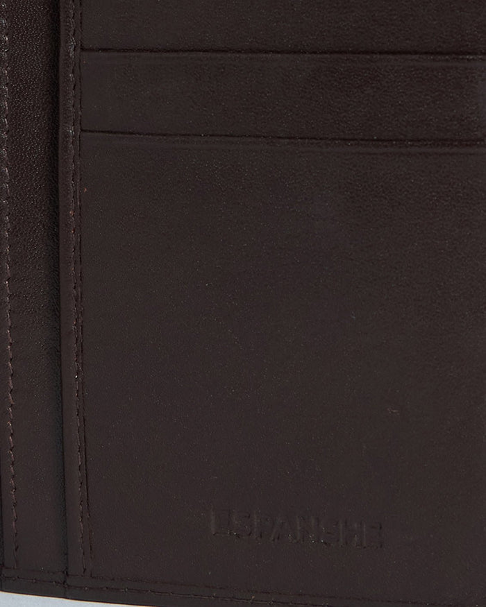Men's Bi-Fold Leather Hand Wallet - Dark Brown