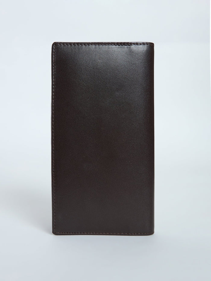 Men's Bi-Fold Leather Hand Wallet - Dark Brown