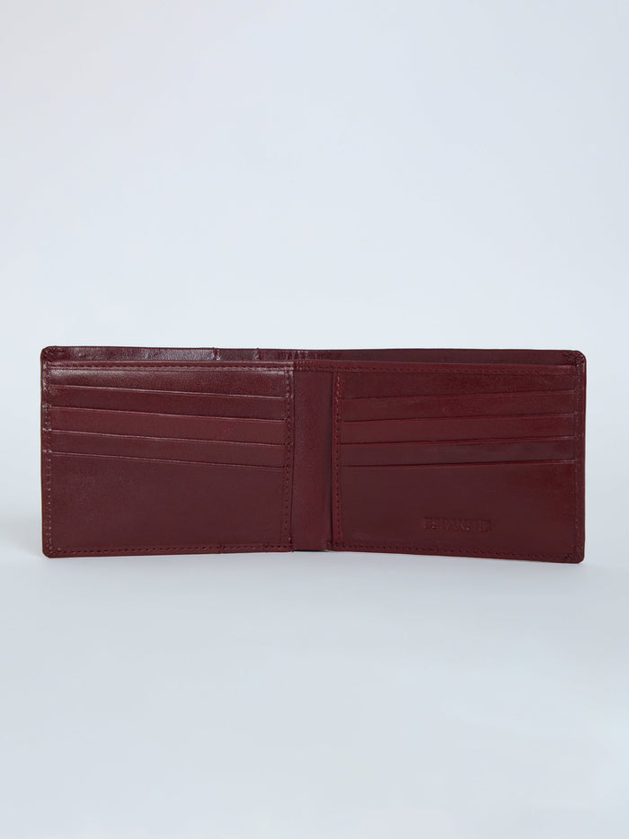 Arctic-3 - Bi-Fold Leather Wallet - Cherry Red