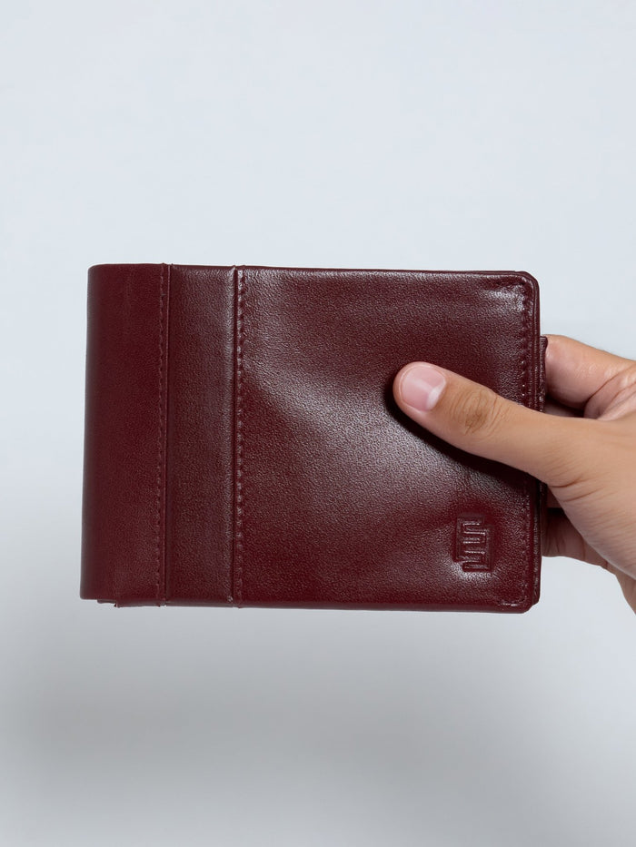 Arctic-3 - Bi-Fold Leather Wallet - Cherry Red
