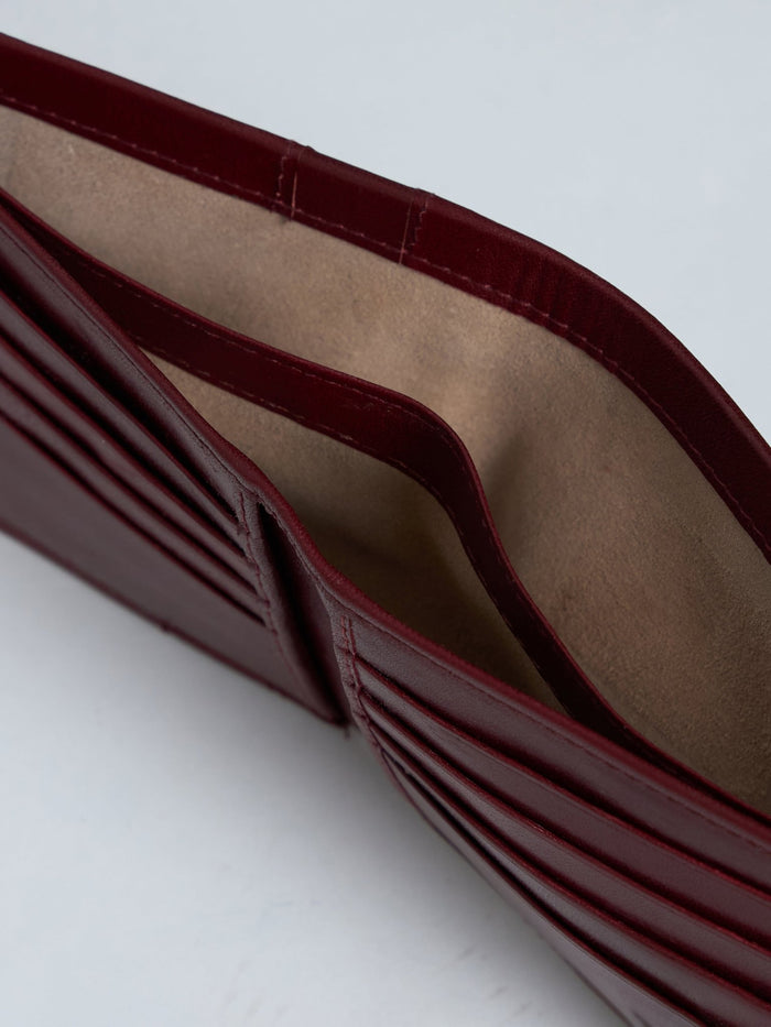 Arctic-3 - Bi-Fold Leather Wallet - Cherry Red