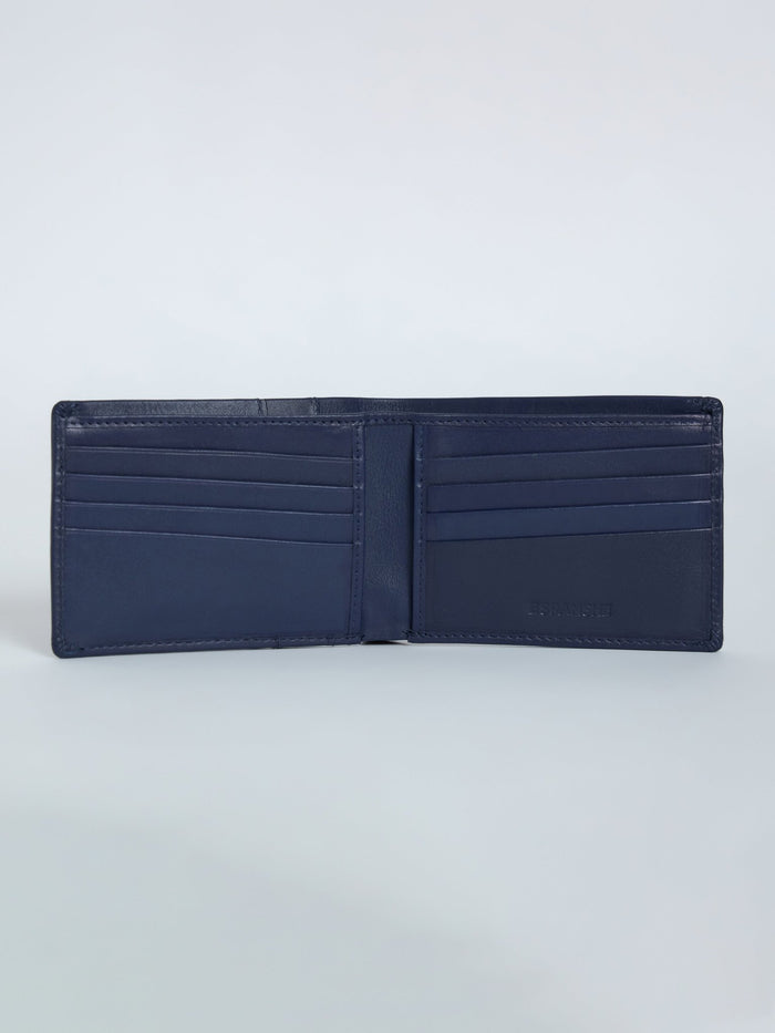 Arctic-3 - Bi-Fold Leather Wallet - Navy Blue