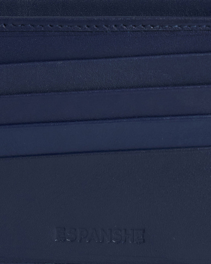 Arctic-3 - Bi-Fold Leather Wallet - Navy Blue