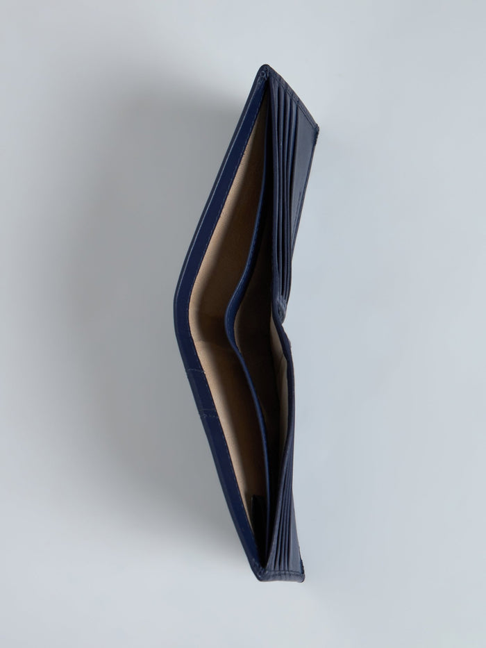 Arctic-3 - Bi-Fold Leather Wallet - Navy Blue