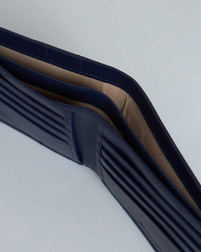 Arctic-3 - Bi-Fold Leather Wallet - Navy Blue