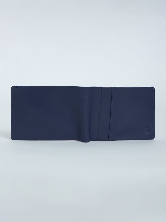 Arctic-3 - Bi-Fold Leather Wallet - Navy Blue