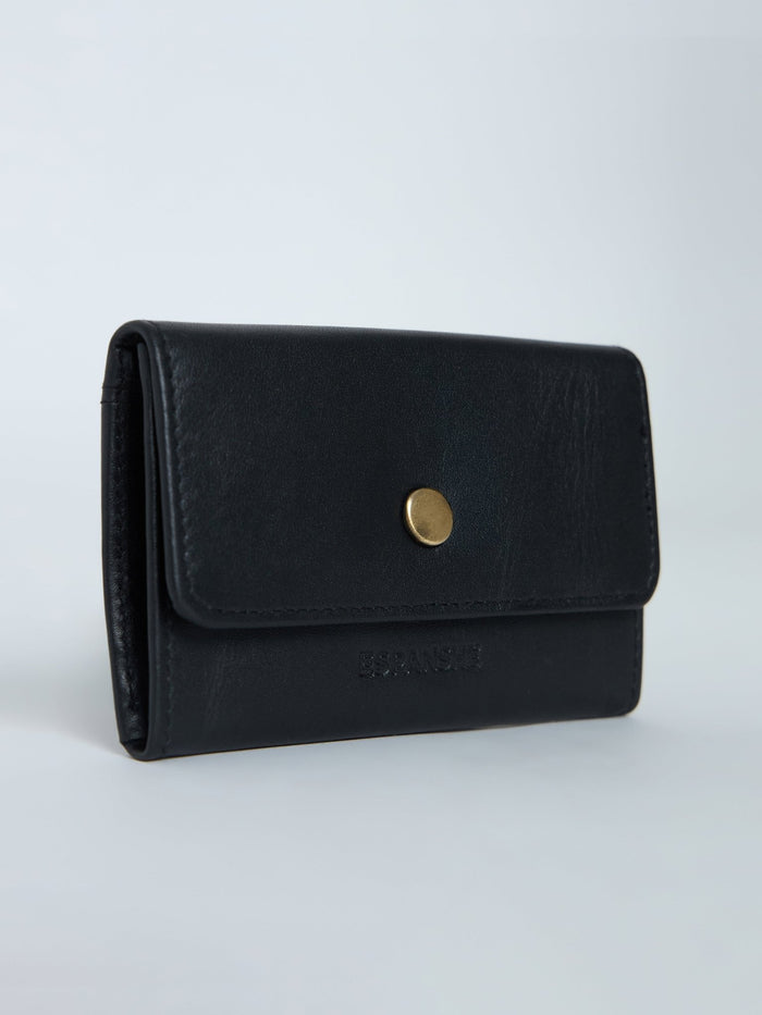 Arctic-4 - Snap Button Leather Wallet - Black