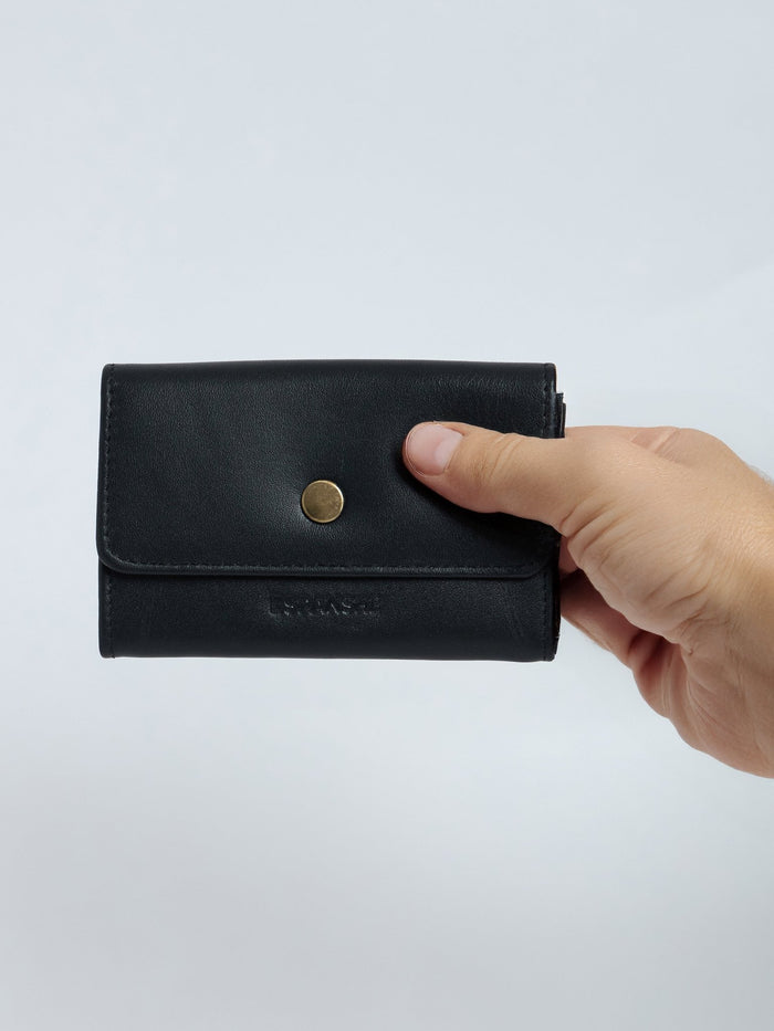 Arctic-4 - Snap Button Leather Wallet - Black
