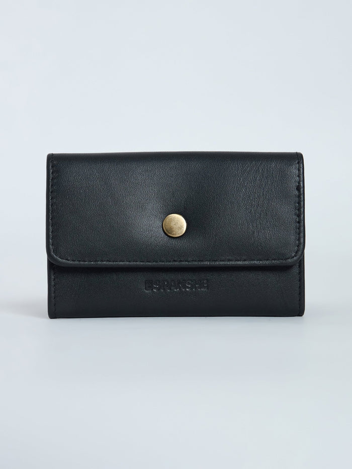 Arctic-4 - Snap Button Leather Wallet - Black