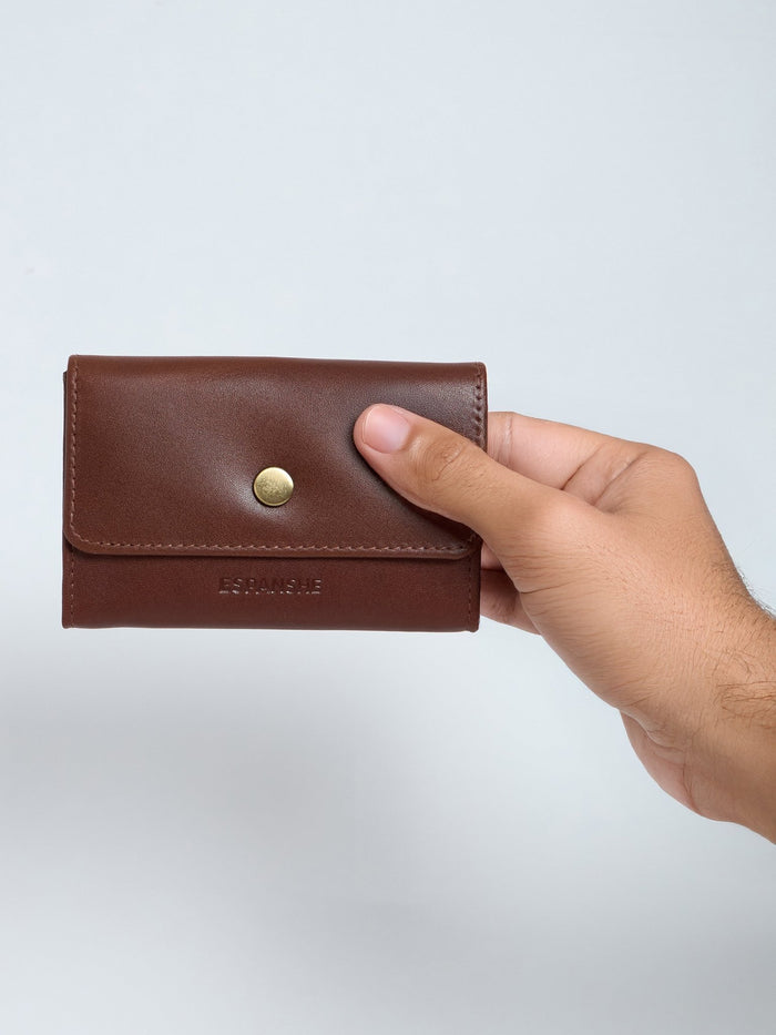 Arctic-4 - Snap Button Leather Wallet - Brown