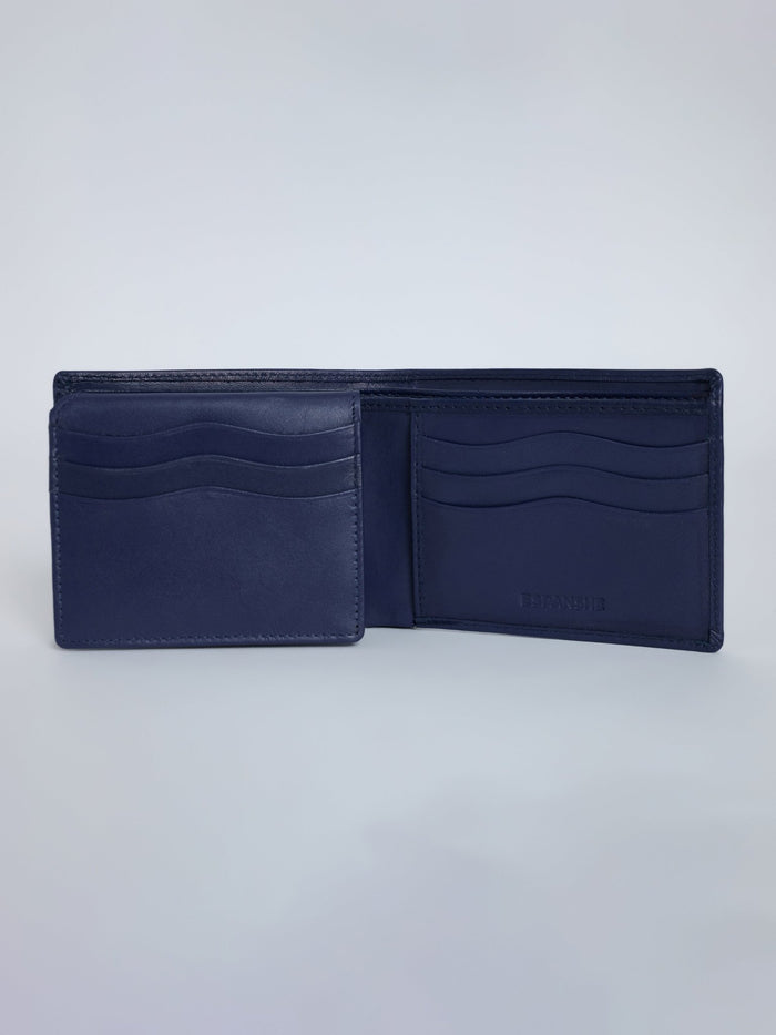 Arctic-5 - Vertical Leather ID Wallet - Navy Blue