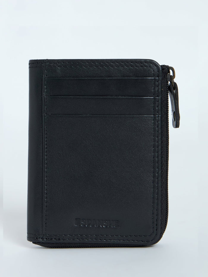 Arctic-6 - Leather Zip Wallet with ID Window - Black
