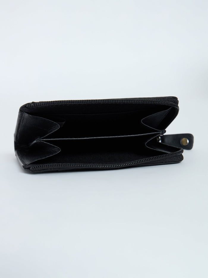 Arctic-6 - Leather Zip Wallet with ID Window - Black
