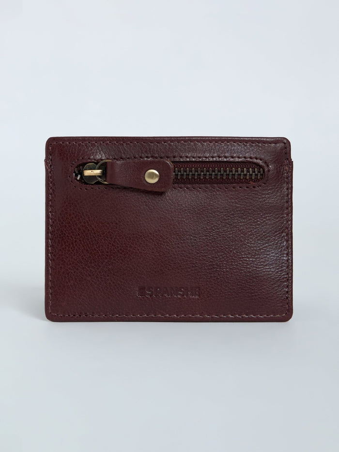Arctic-9 - Card Holder Leather Zip Wallet - Cherry Red