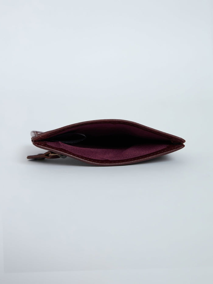 Arctic-9 - Card Holder Leather Zip Wallet - Cherry Red