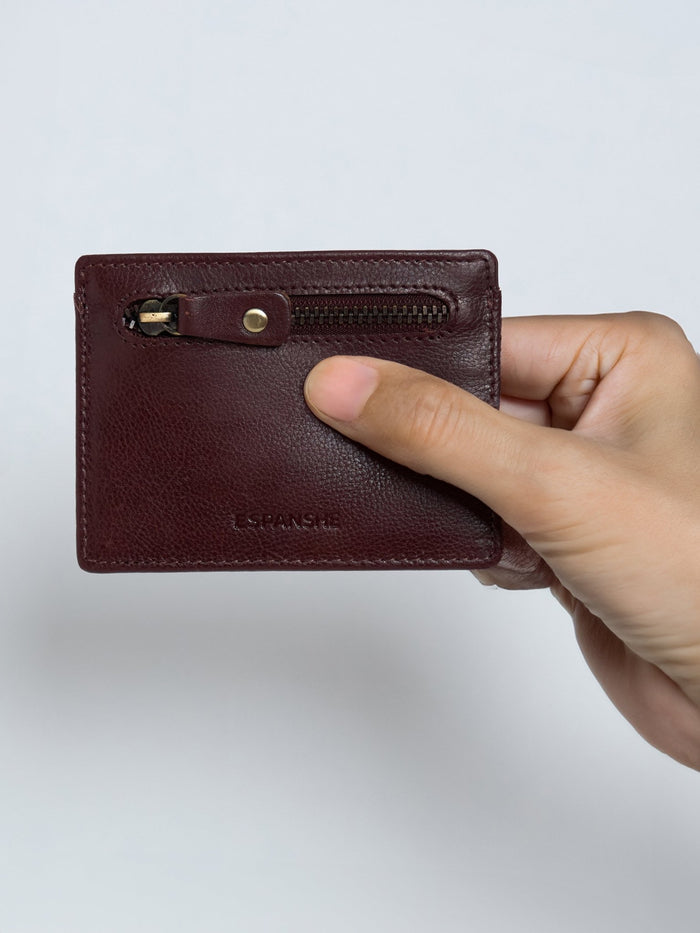 Arctic-9 - Card Holder Leather Zip Wallet - Cherry Red