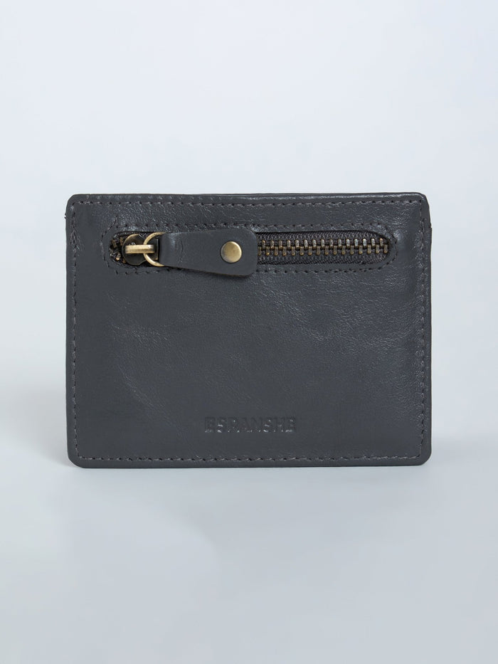 Arctic-9 - Card Holder Leather Zip Wallet - Grey