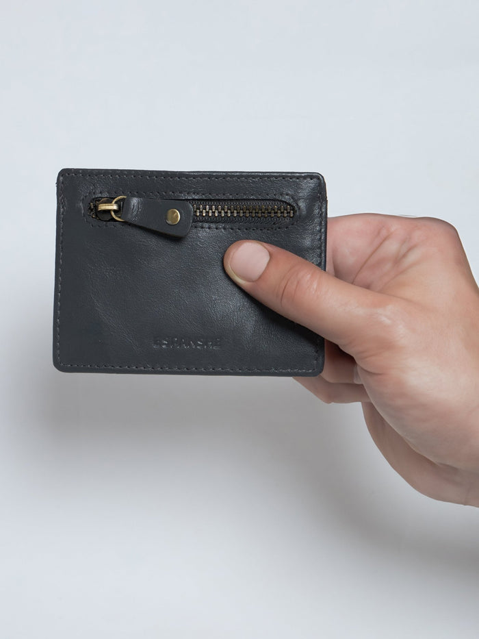 Arctic-9 - Card Holder Leather Zip Wallet - Grey