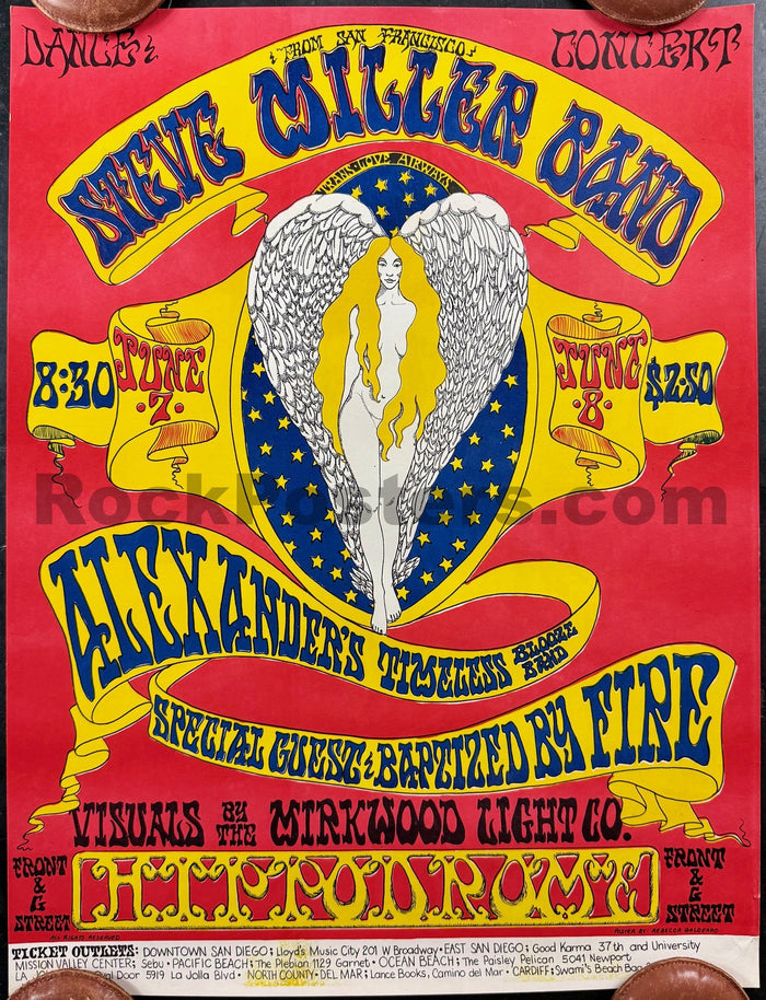 AUCTION - AOR 3.100 - Steve Miller Band - Rebecca Galdeano - 1968 Poster - Hippodrome San Diego - Excellent - SF Rock Posters & Collectibles