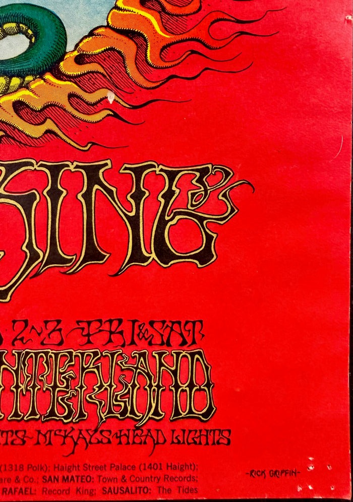 AUCTION - BG-105 - Jimi Hendrix - Rick Griffin - 1st Print 1968 Poster - Fillmore/Winterland - Very Good - SF Rock Posters & Collectibles