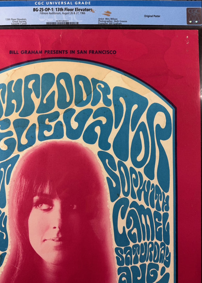AUCTION - BG-25 - 13th Floor Elevators - Wes Wilson - 1966 Poster - Fillmore Auditorium - CGC Graded 3.0 - SF Rock Posters & Collectibles