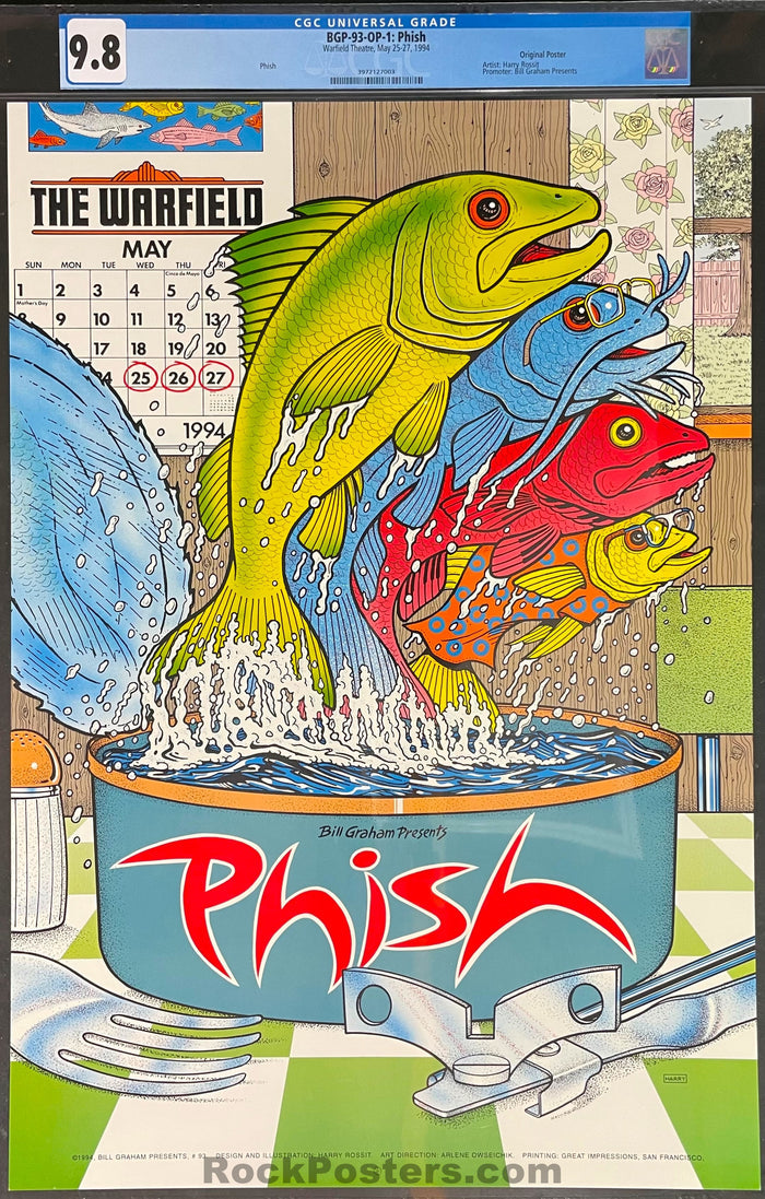 AUCTION - BGP-93 - Phish - Harry Rossit - 1994 Poster - Warfield Theater - CGC Graded 9.8 - SF Rock Posters & Collectibles