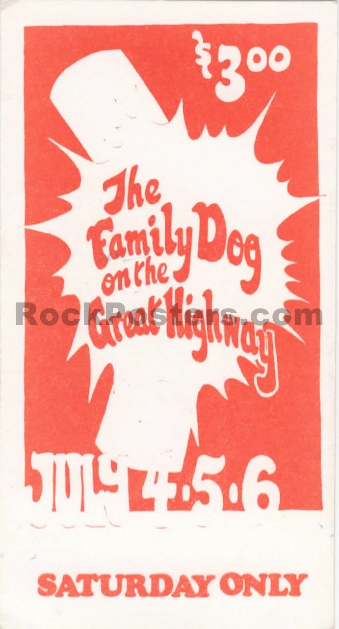 AUCTION - Family Dog - Flying Burrito Brothers - Gram Parsons - 1969 Ticket - Great Highway - Near Mint Minus - SF Rock Posters & Collectibles